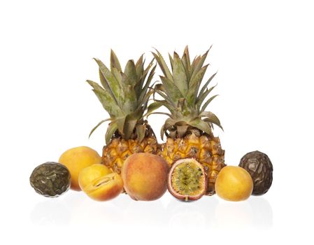 Group of Exotic Fruits isolated on white background