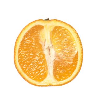 Orange cut in half isolated on white background