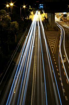 Traffic in Hong Kong at night