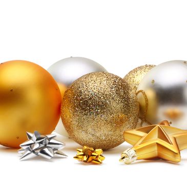 gold and silver Christmas balls