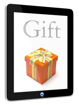Tablet PC Computer and gift on screen