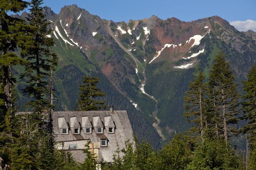 Mt. Baker Lodge Evergreens Red Snow Mountains Vista Point Mount Baker Highway Washington State Pacific Northwest