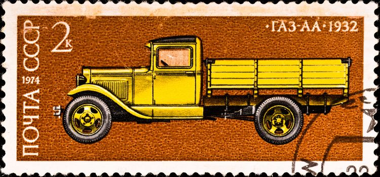 USSR - CIRCA 1974: postage stamp shows vintage car "GAZ-AA", circa 1974