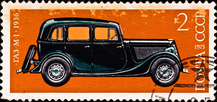 USSR - CIRCA 1975: postage stamp shows vintage car "GA-M1", circa 1975
