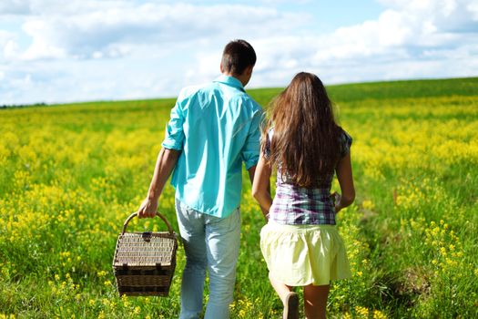 lovers hug on picnic close up portrait