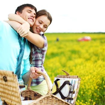 two lovers on grass field