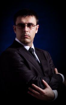 man on black background, vintage portrait