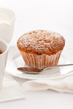 cake on white dish, front view