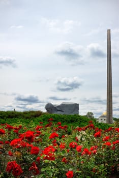 memorial complex "Brest Fortress" view from roses flowerbed