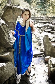 beautiful elf princess in stone garden