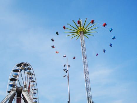 Fairground wheel in Amsterdam, Holland, during Spring                               