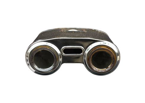 Old binoculars isolate on white background