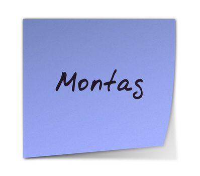 Color Post-it Note With Handwritten Monday in German