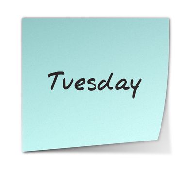 Color Post-it Notes With Handwritten Tuesday Weekday