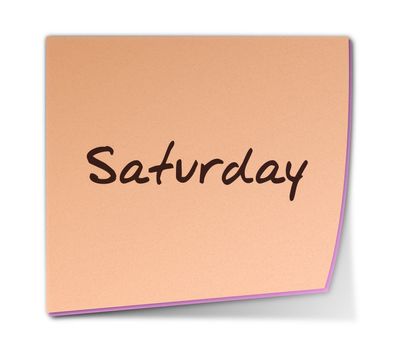 Color Post-it Note With Handwritten Weekday in English
