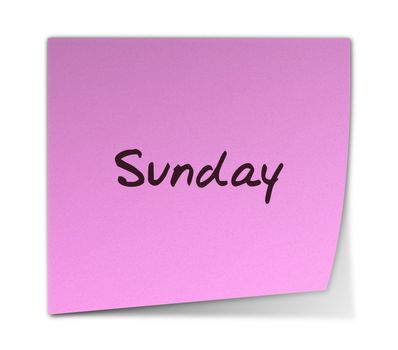 Color Post-it Note With Handwritten Weekday in English