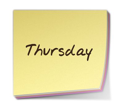 Color Post-it Note With Handwritten Weekday in English