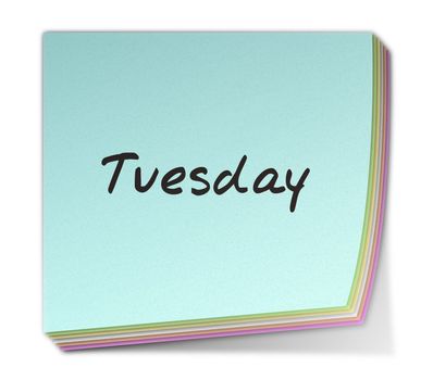 Color Post-it Note With Handwritten Weekday in English