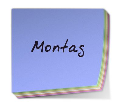 Color Post-it Note With Handwritten Weekday in German