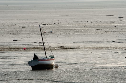 the boat at low tide