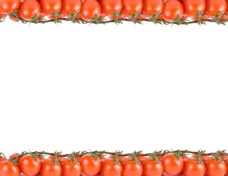 red ripe tomatoes frame isolated on a white background
