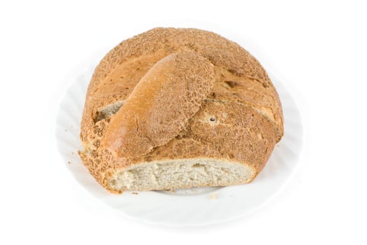 Brown tasty bread isolated on a white background