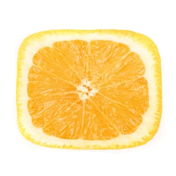 Closeup of square orange fruit isolated on a white background
