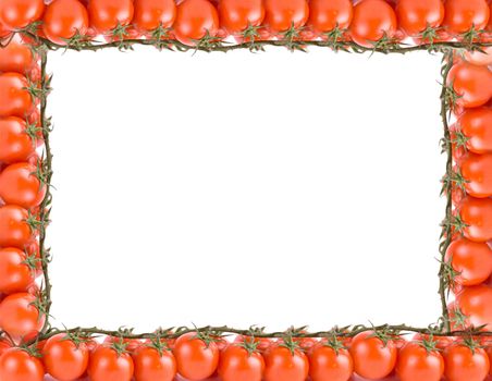 red ripe tomatoes frame isolated on a white background
