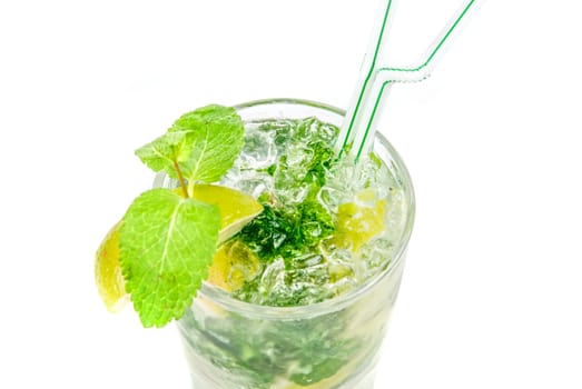 classic mojito alcohol fresh cocktail closeup isolated on a white 