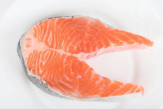 Salmon steak fish isolated on a white background