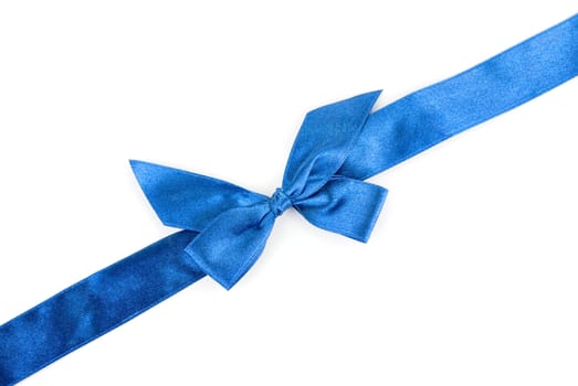 blue holiday ribbon on white background