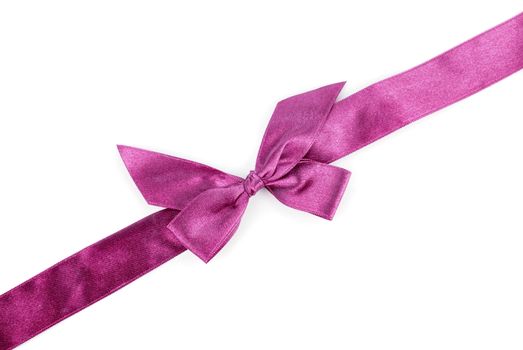 purple holiday ribbon on white background