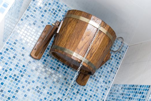 The sauna with bucket closeup