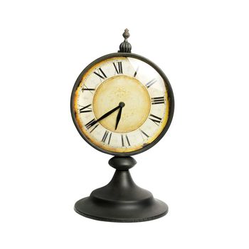 An old vintage clock isolated on a white background