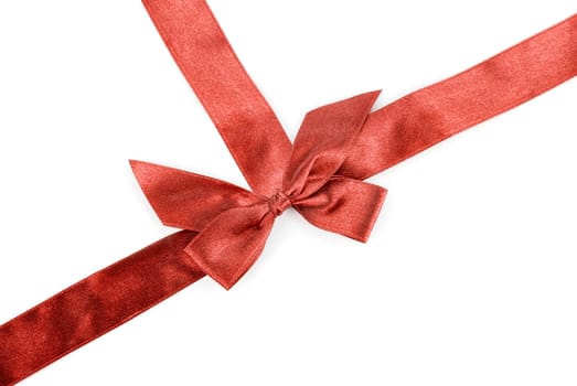 red holiday ribbon on white background