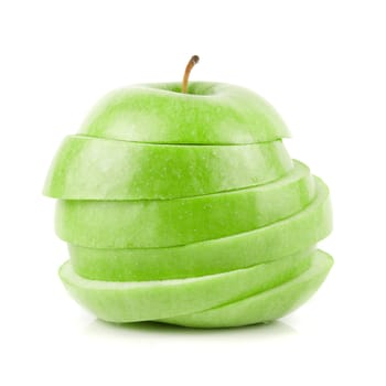 Sliced green apple isolated on a white background