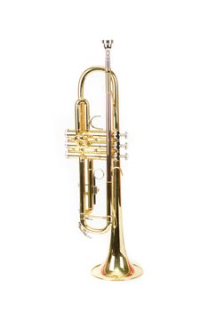 trumpet closeup isolated on a white background