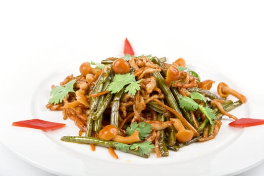 salad of mushrooms and vegetable close up