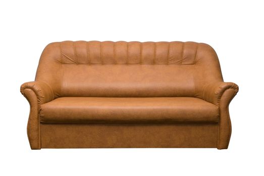 Brown leather sofa isolated on a white background