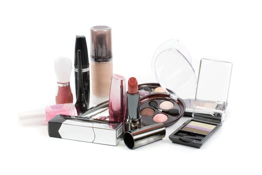 Set of cosmetics isolated on a white background