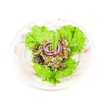 Mushrooms assortment fresh salad isolated on a white background