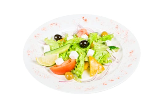 Greece salad dish isolated on a white background