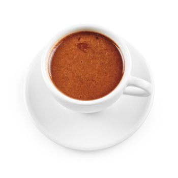 cup of hot chocolate isolated on a white background