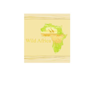 grunge background with African fauna and flora