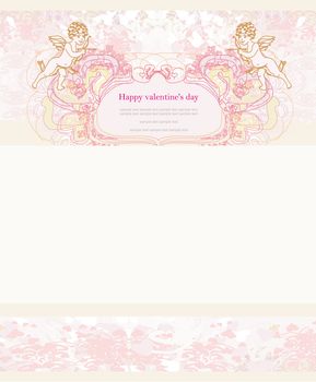 happy valentine's day card with cupid