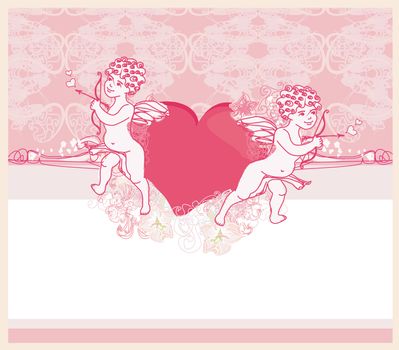 happy valentine's day card with cupid