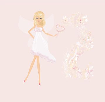 floral background with a beautiful fairy