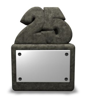 stone number twenty five on socket - 3d illustration