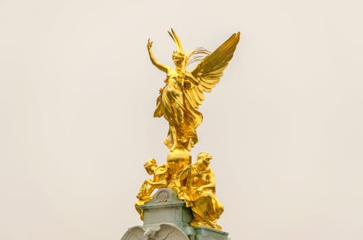 Golden Statue at Buckingham Palace, London, UK
