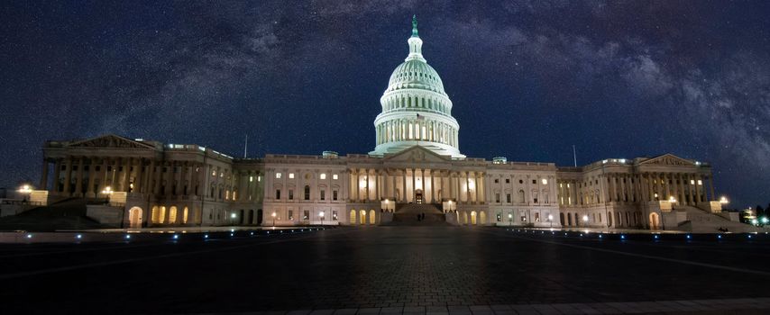 capitol building with milky way sky